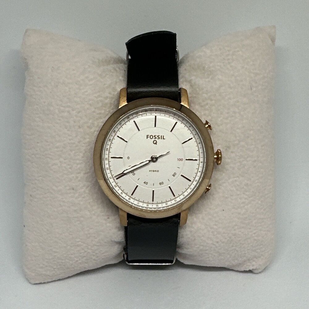 Fossil Q Nelly FTW5007 Womens Black Leather Analog Dial Hybrid Smartwatch HME213